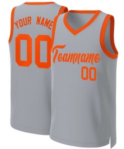 Custom Gray Orange Classic Tops Basketball Jersey