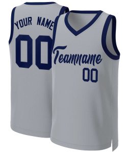 Custom Gray Navy Classic Tops Basketball Jersey