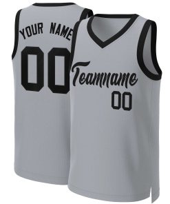 Custom Gray Black Classic Tops Basketball Jersey