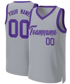 Custom Gray Purple Classic Tops Basketball Jersey