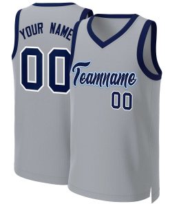 Custom Gray Navy-White Classic Tops Basketball Jersey