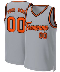 Custom Gray Orange-Black Classic Tops Basketball Jersey