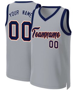 Custom Gray Navy-Orange Classic Tops Basketball Jersey