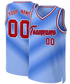 Custom Light Blue Red-Royal Gradient Fashion Tops Basketball Jersey