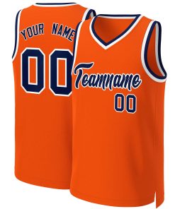 Custom Orange Navy-White Classic Tops Basketball Jersey