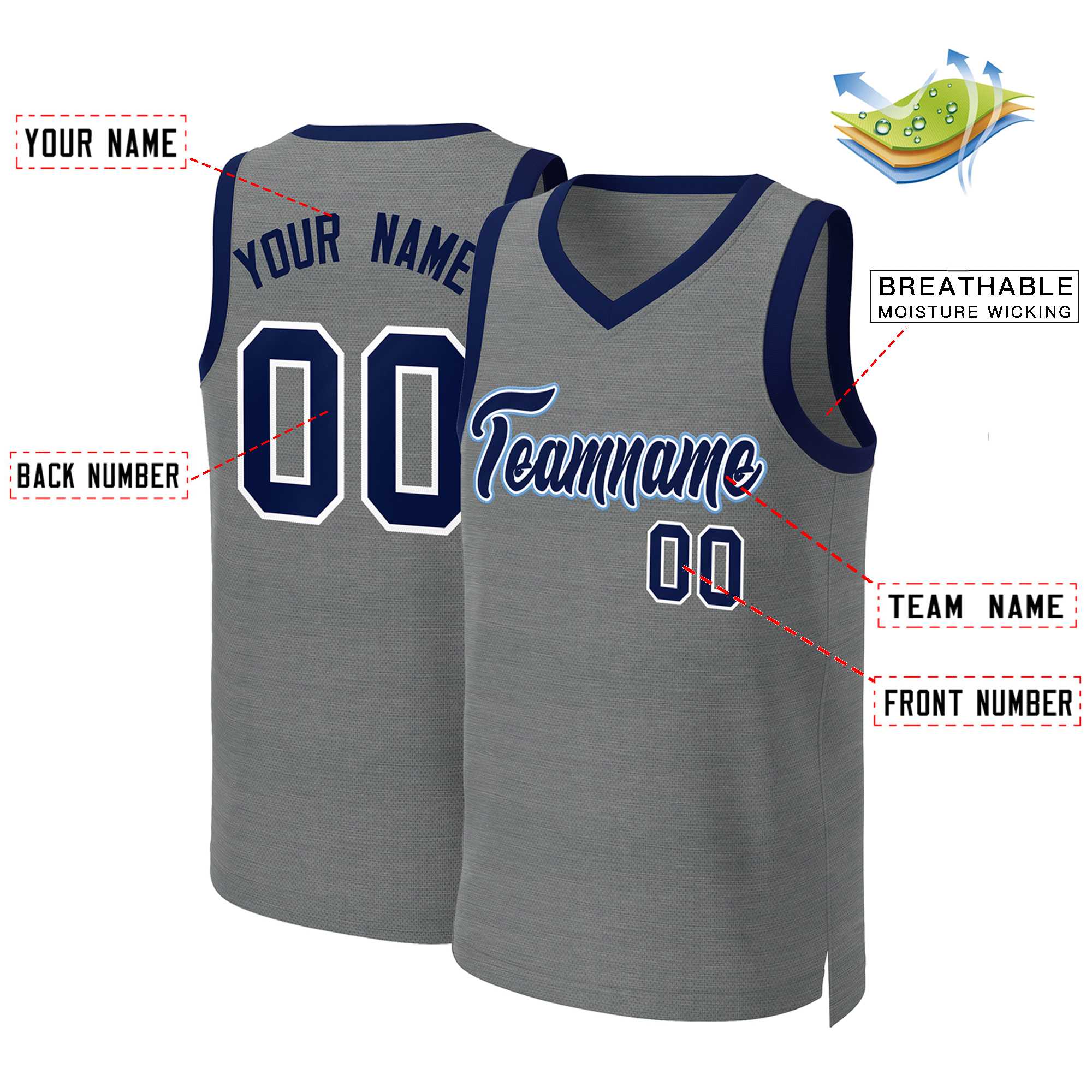 Custom Dark Gray Navy-White Classic Tops Basketball Jersey - Image 2