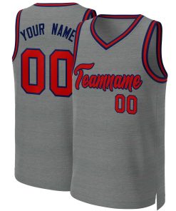 Custom Dark Gray Red-Navy Classic Tops Basketball Jersey