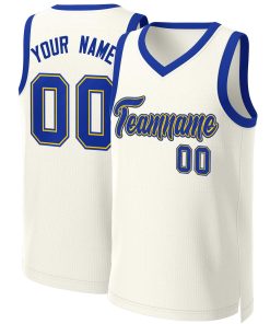 Custom Khaki Royal-Yellow Classic Tops Basketball Jersey
