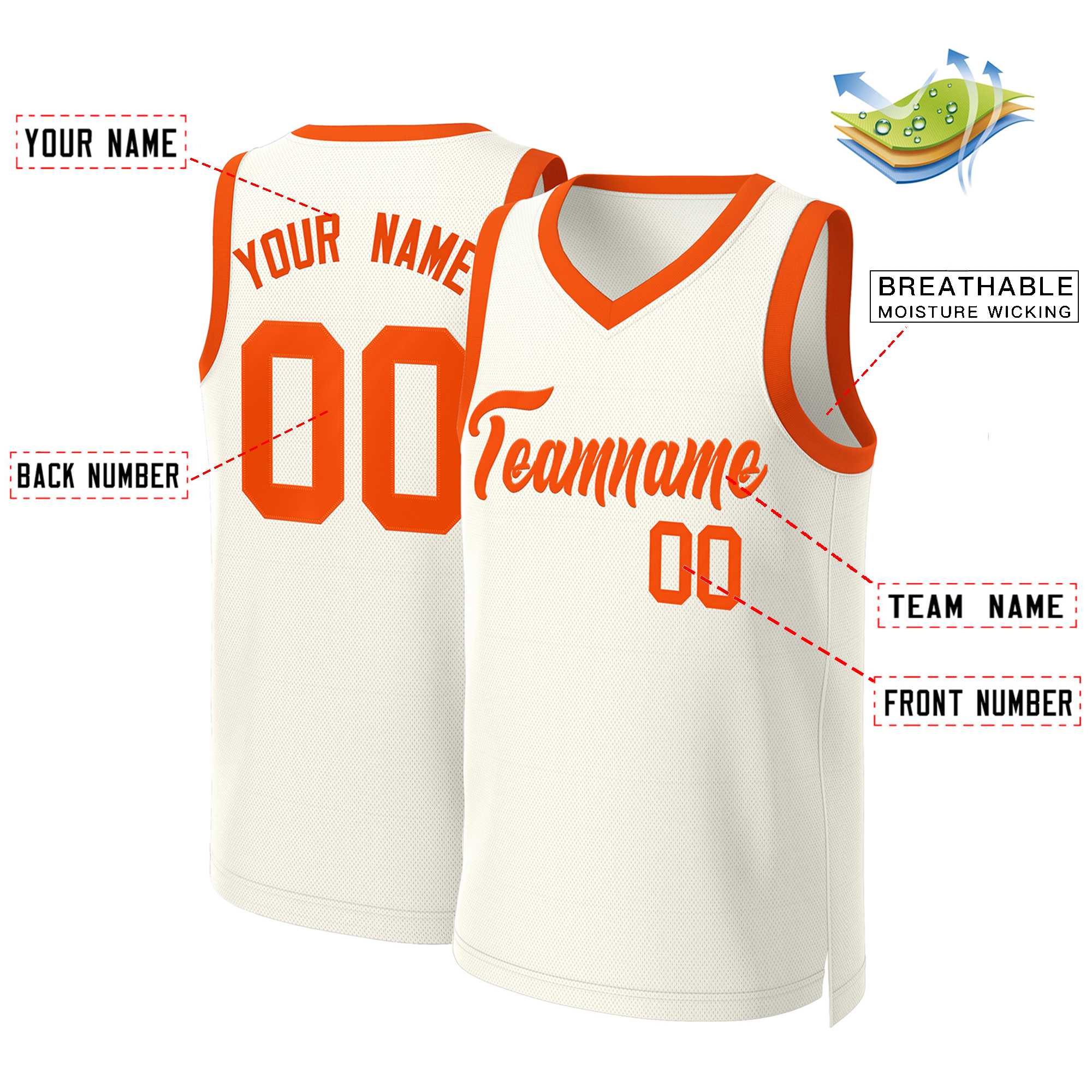 Custom Khaki Orange Classic Tops Basketball Jersey - Image 2