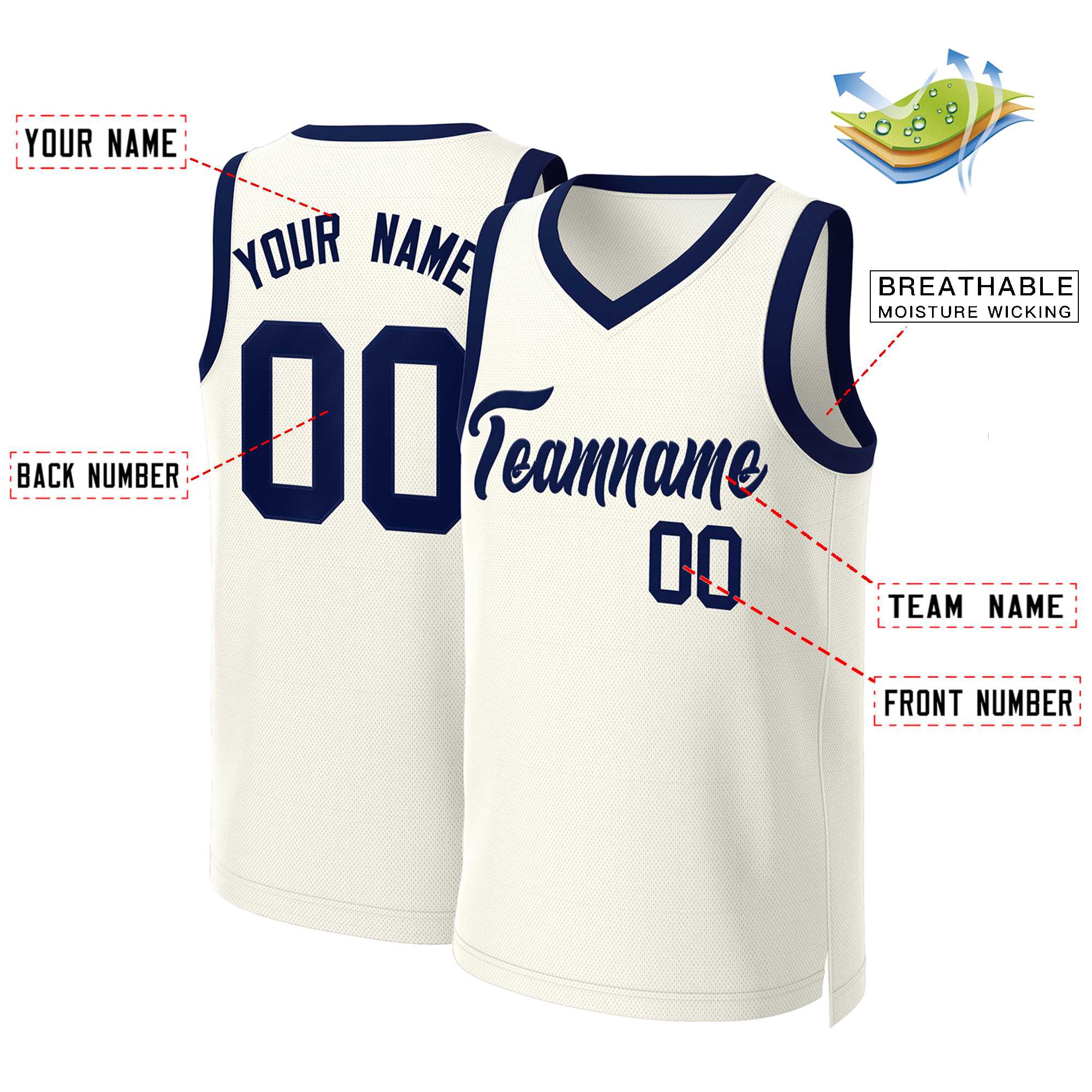 Custom Khaki Navy Classic Tops Basketball Jersey - Image 2