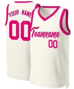 Custom Khaki Pink Classic Tops Basketball Jersey