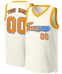 Custom Khaki Orange-White Classic Gradient Fashion Tops Basketball Jersey