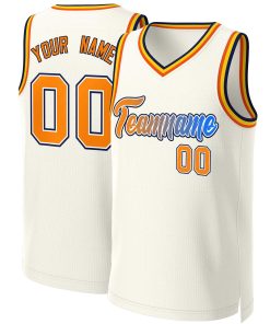 Custom Khaki Orange-White Classic Gradient Fashion Tops Basketball Jersey