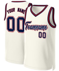 Custom Khaki Navy-White Classic Tops Basketball Jersey