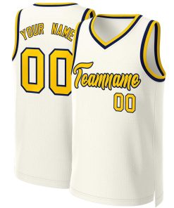 Custom Khaki Yellow-Navy Classic Tops Basketball Jersey