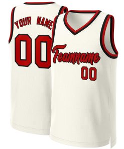 Custom Khaki Red-Black Classic Tops Basketball Jersey