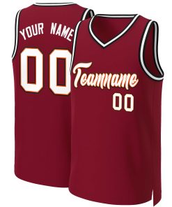 Custom Maroon White-Orange Classic Tops Basketball Jersey