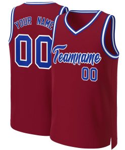 Custom Maroon Royal-White Classic Tops Basketball Jersey
