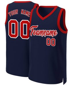 Custom Navy Red-White Classic Tops Basketball Jersey