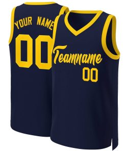 Custom Navy Yellow Classic Tops Basketball Jersey