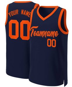Custom Navy Orange Classic Tops Basketball Jersey