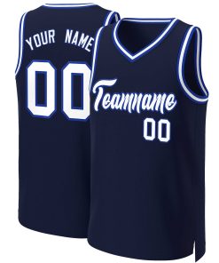 Custom Navy White-Royal Classic Tops Basketball Jersey