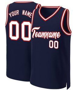 Custom Navy White-Red Classic Tops Basketball Jersey
