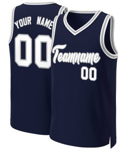 Custom Navy White-Gray Classic Tops Basketball Jersey