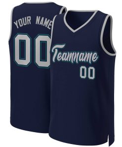 Custom Navy Gray-Navy Classic Tops Basketball Jersey