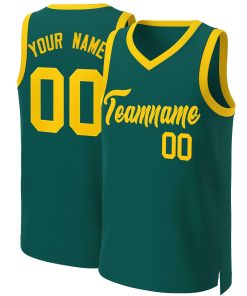Custom Aqua Yellow Classic Tops Basketball Jersey