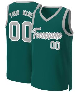 Custom Aqua Gray-White Classic Tops Basketball Jersey