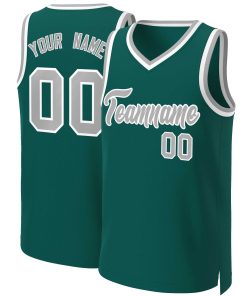 Custom Aqua Gray-White Classic Tops Basketball Jersey