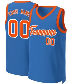 Custom Blue Orange-White Classic Tops Basketball Jersey