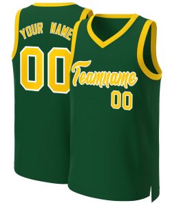 Custom Green Gold-White Classic Tops Basketball Jersey