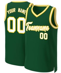 Custom Green White-Gold Classic Tops Basketball Jersey