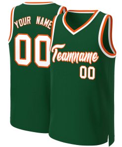 Custom Green White-Orange Classic Tops Basketball Jersey