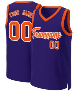 Custom Purple Orange-White Classic Tops Basketball Jersey