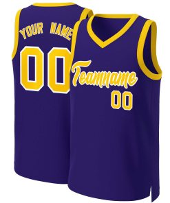 Custom Purple Gold-White Classic Tops Basketball Jersey