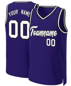 Custom Purple White-Black Classic Tops Basketball Jersey