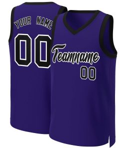 Custom Purple Black-White Classic Tops Basketball Jersey
