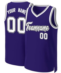 Custom Purple White-Black Classic Tops Basketball Jersey