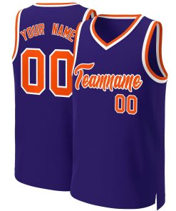 Custom Purple Orange-White Classic Tops Basketball Jersey