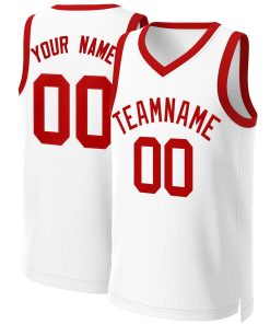 Custom White Red Classic Tops Basketball Jersey