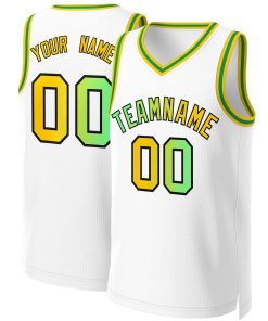 Custom White Green-Black Classic Gradient Fashion Tops Basketball Jersey