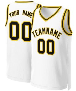 Custom White Black-Yellow Classic Tops Basketball Jersey