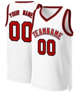 Custom White Red-White Classic Tops Basketball Jersey