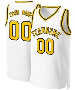 Custom White Yellow-Black Classic Tops Basketball Jersey