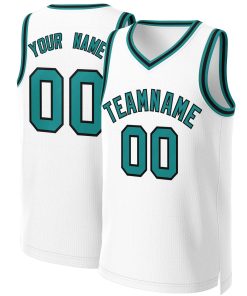 Custom White Teal-Black Classic Tops Basketball Jersey