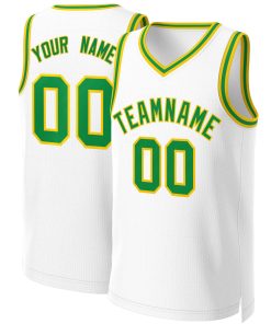 Custom White Green-Yellow Classic Tops Basketball Jersey