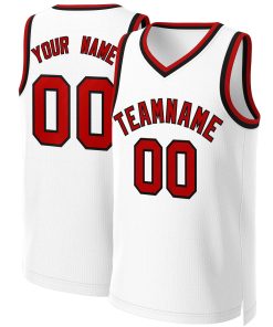 Custom White Red-Black Classic Tops Basketball Jersey